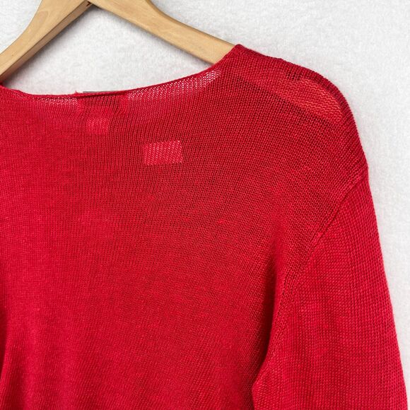 UNITED KNITWEAR Sweater Womens M Linen LBI 03 LONG BEACH ISLAND Pullover Red - Picture 6 of 16